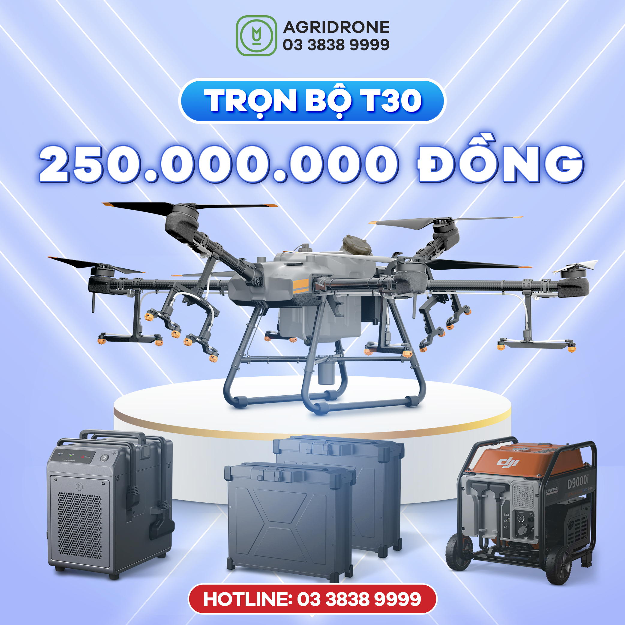 AgriDrone áp dụng ưu đãi khủng cho khách hàng hợp tác đầu tư máy bay DJI T30