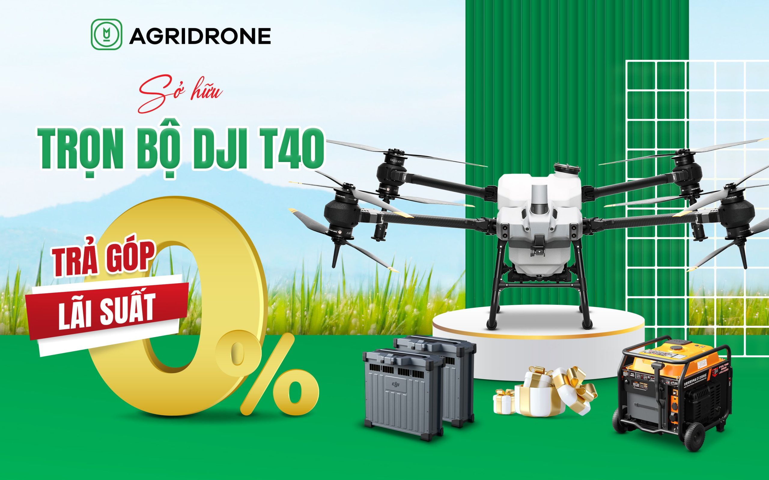 Trả góp 0% máy bay phun thuốc AgriDrone Việt Nam