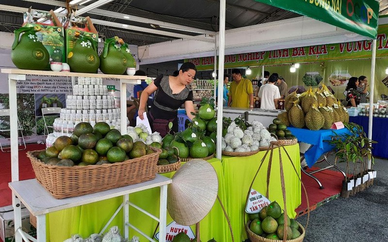 Các đơn vị trưng bày các sản phẩm nông nghiệp tiêu biểu.