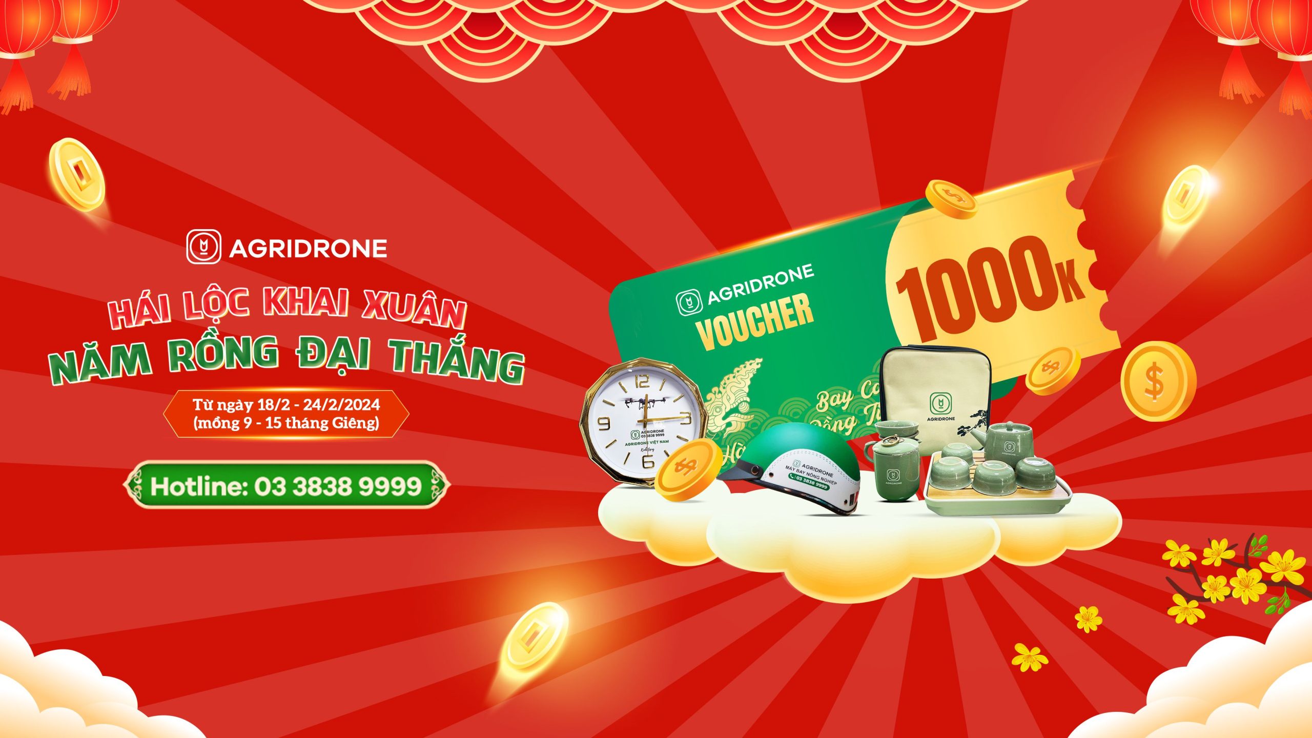 CHƯƠNG TRÌNH HÁI LỘC KHAI XUÂN, CHO NĂM RỒNG ĐẠI THẮNG CÙNG AGRIDRONE