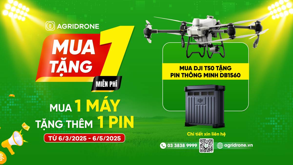 Mua 1 DJI T50, Nhận Thêm 1 Pin DB1560 Hoàn Toàn Miễn Phí