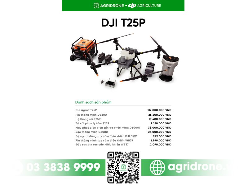 Giá máy bay phun thuốc DJI T25P là bao nhiêu?